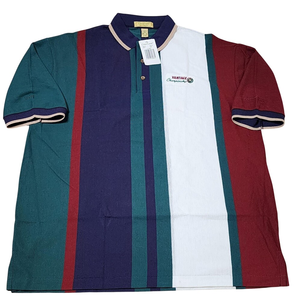 Vintage Cross Creek Polo Shirt Mens XL Multicolor Stripe Vantage USA 1990s